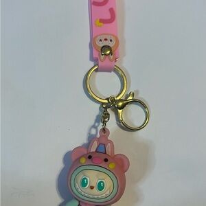 Cute Pink and Blue Labubu  Keychain